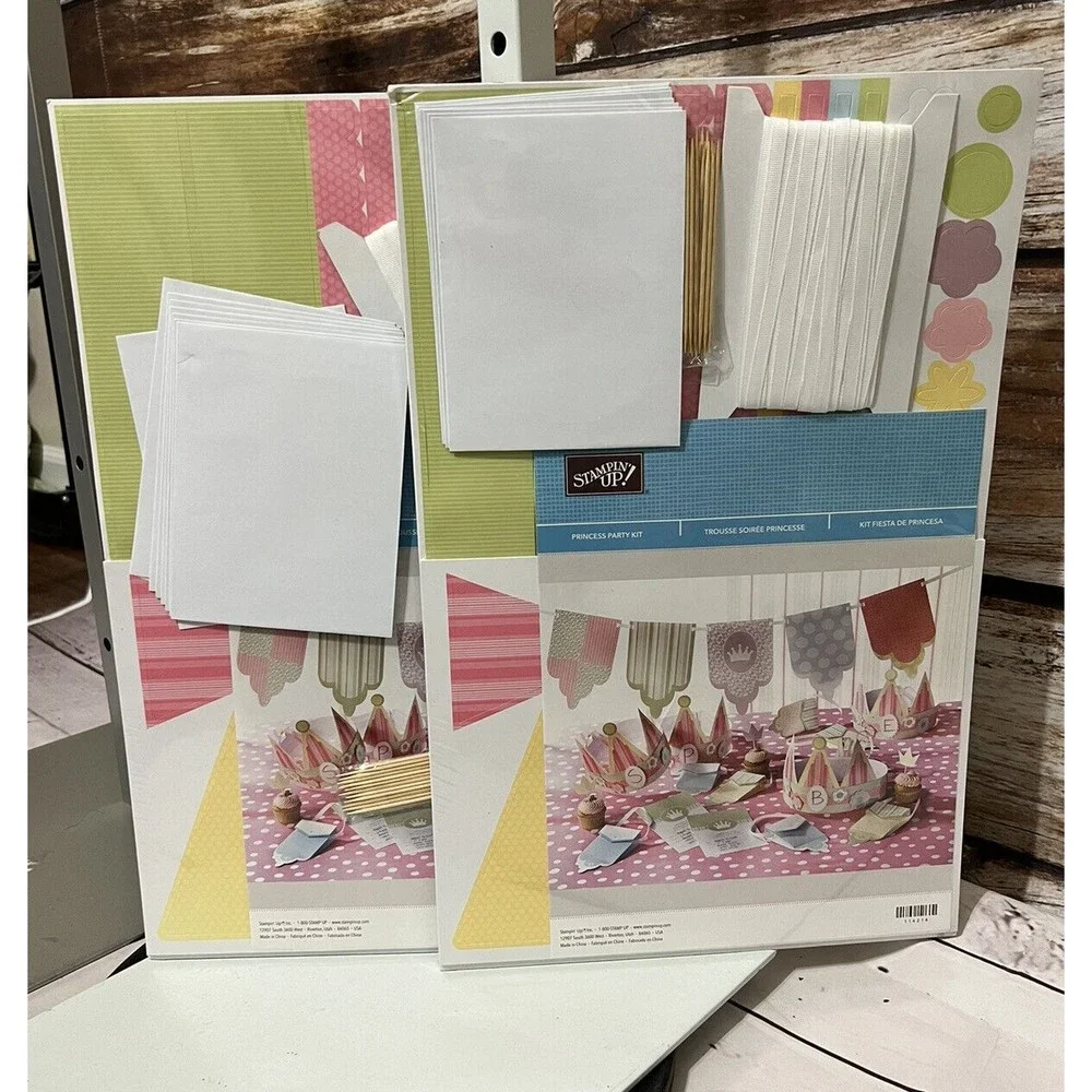 (2) Stampin' Up Princess Party Kit Invitations Decorations Crown Tiara Crafts